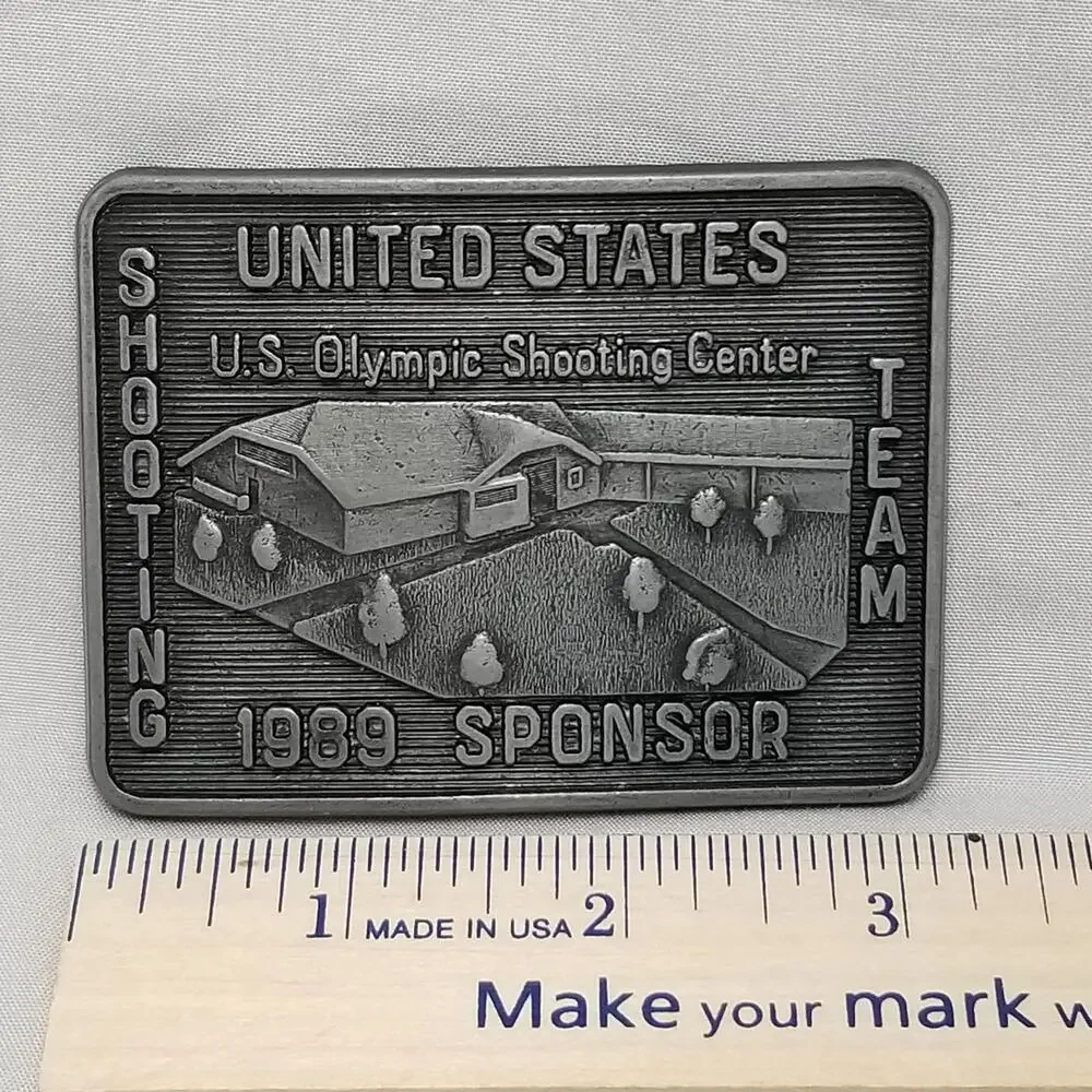 Vintage Belt Buckle 1989‎ US Olympic Shooting Center Shooting Team 1989 Sponsor